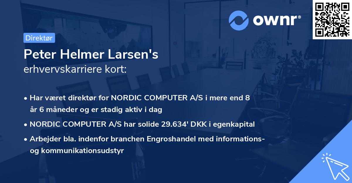 Peter Helmer Larsen's erhvervskarriere kort
