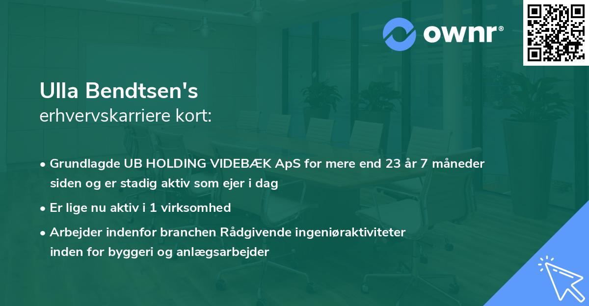 Ulla Bendtsen's erhvervskarriere kort