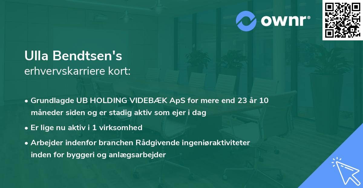Ulla Bendtsen's erhvervskarriere kort
