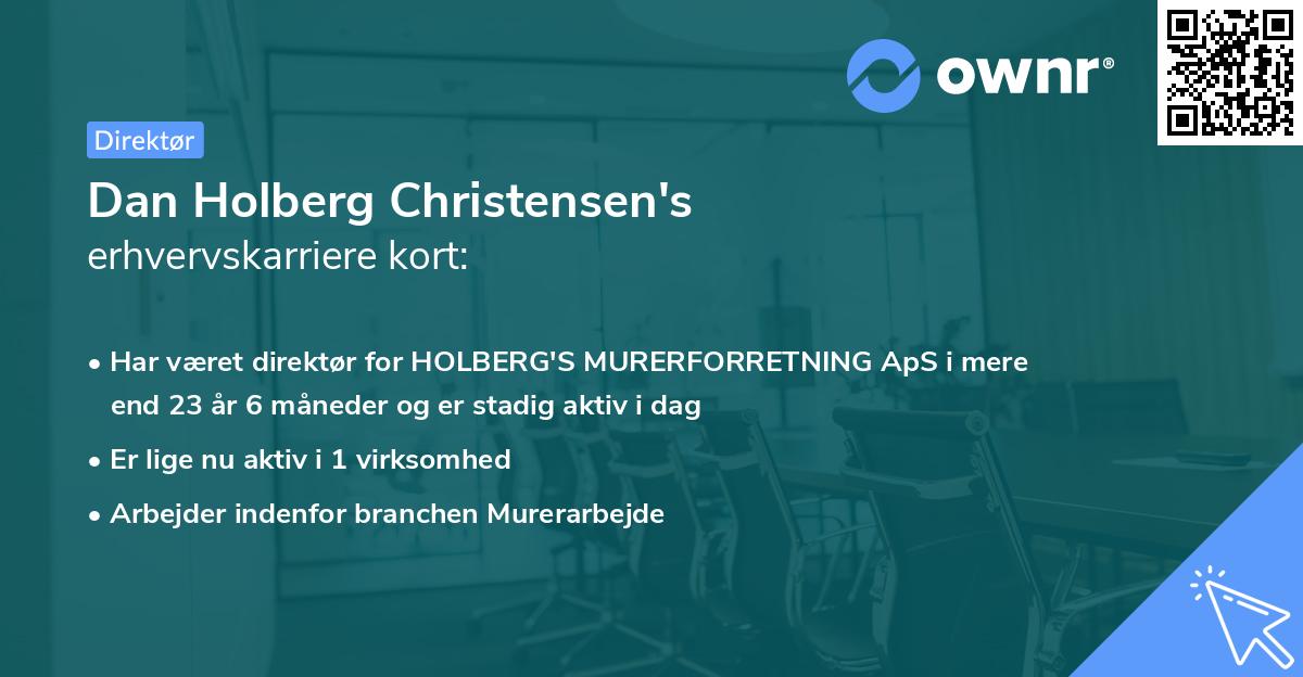 Dan Holberg Christensen's erhvervskarriere kort