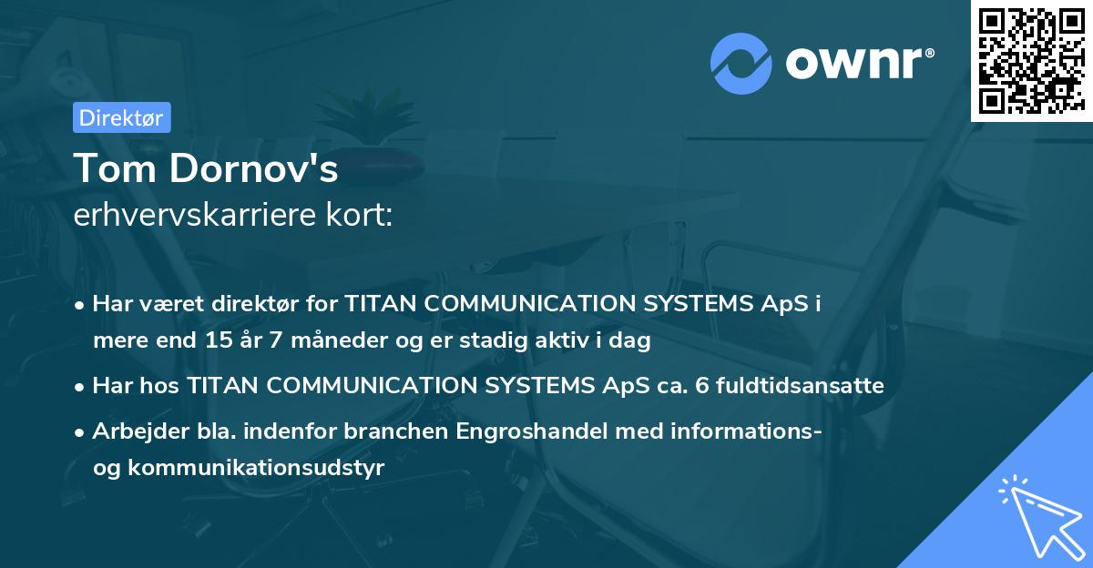 Tom Dornov's erhvervskarriere kort