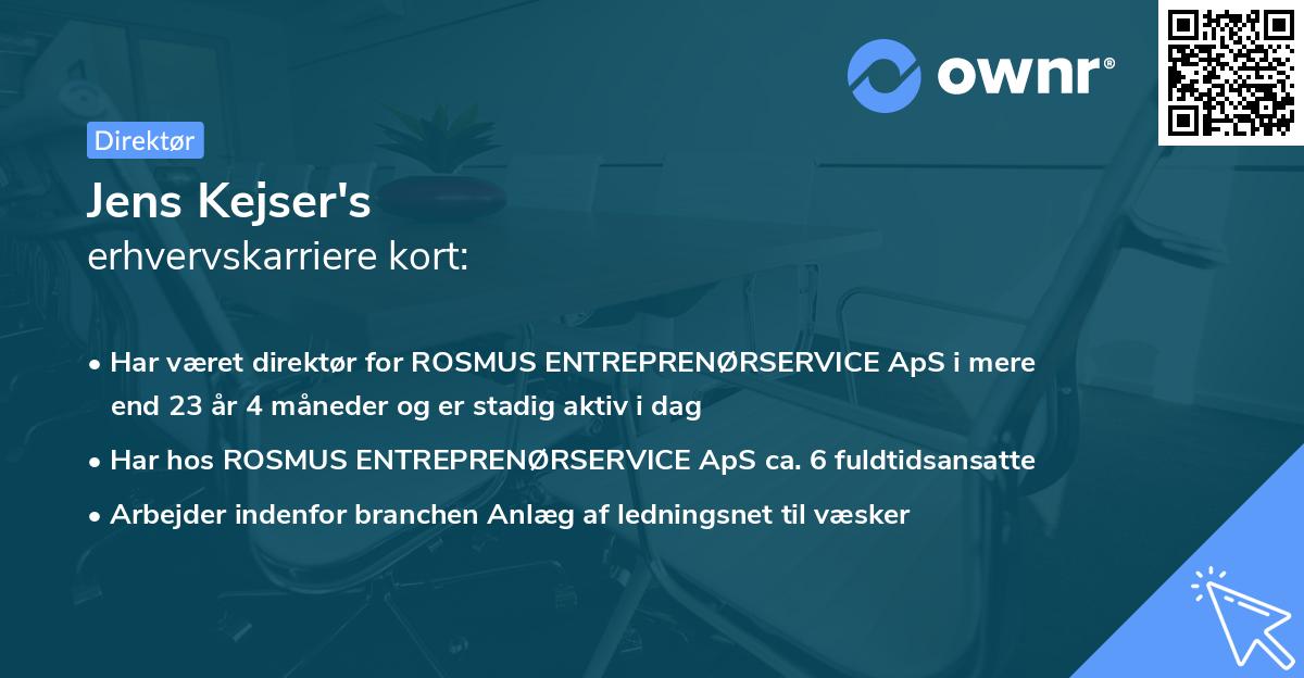 Jens Kejser's erhvervskarriere kort