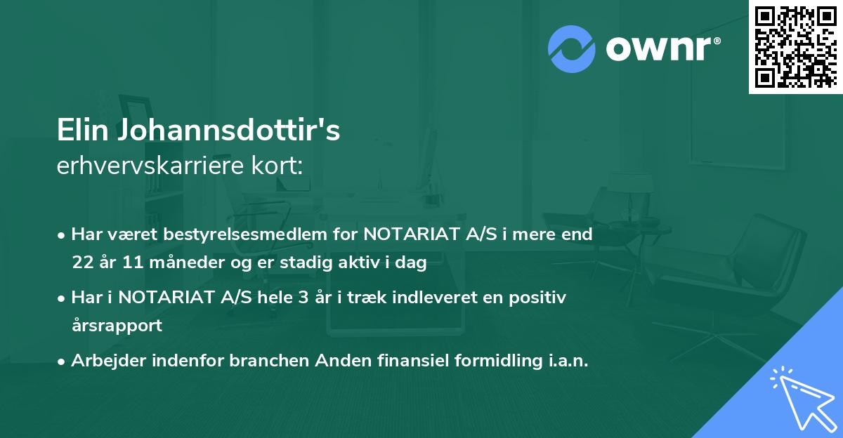 Elin Johannsdottir's erhvervskarriere kort