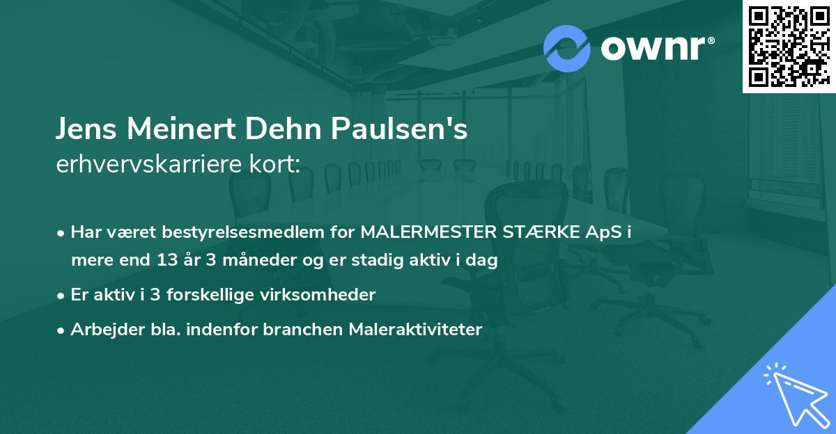 Jens Meinert Dehn Paulsen's erhvervskarriere kort