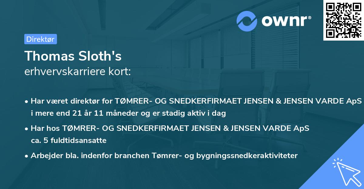 Thomas Sloth's erhvervskarriere kort