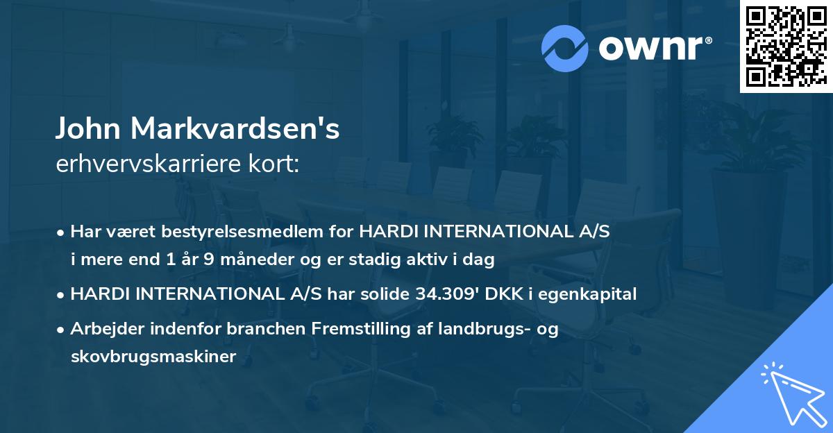 John Markvardsen's erhvervskarriere kort