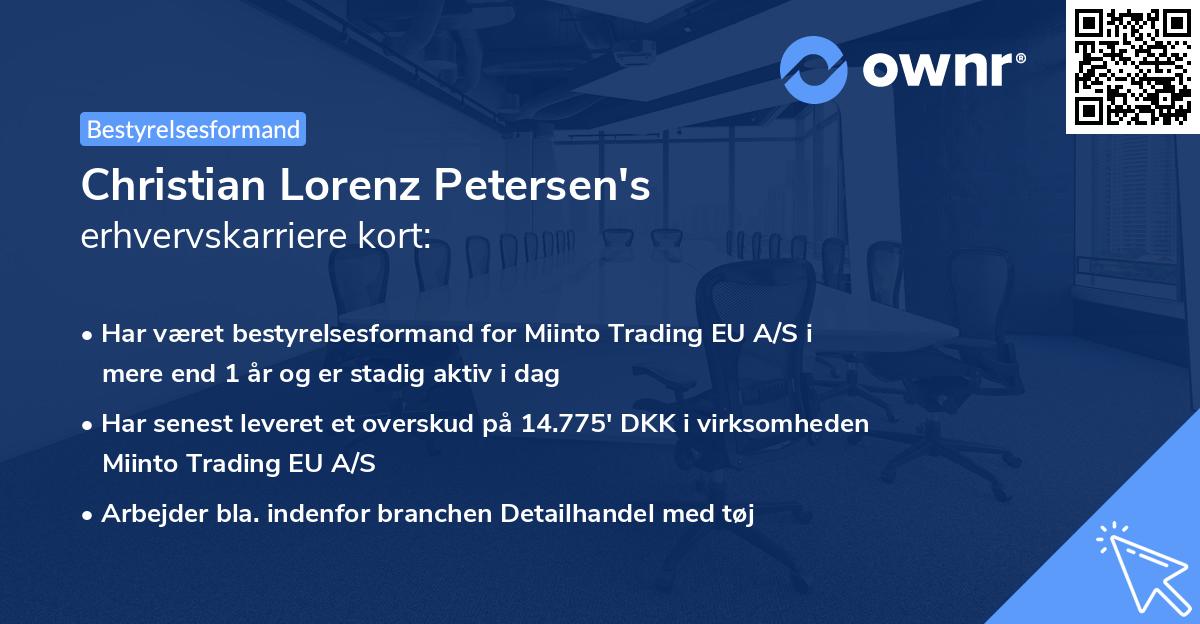 Christian Lorenz Petersen's erhvervskarriere kort