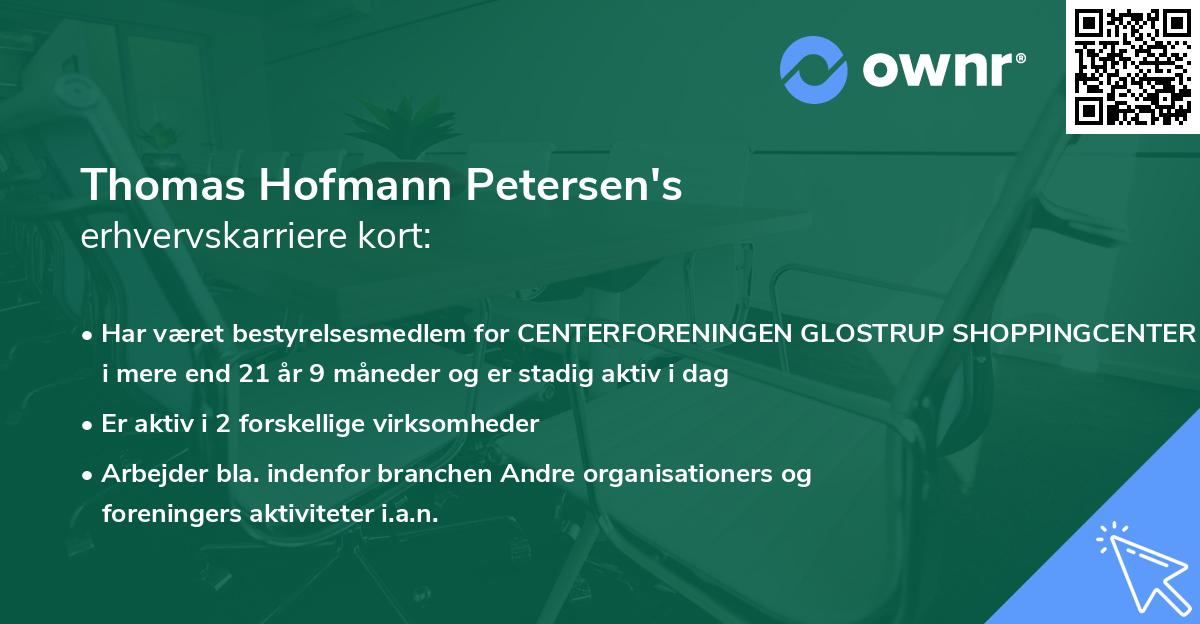 Thomas Hofmann Petersen's erhvervskarriere kort