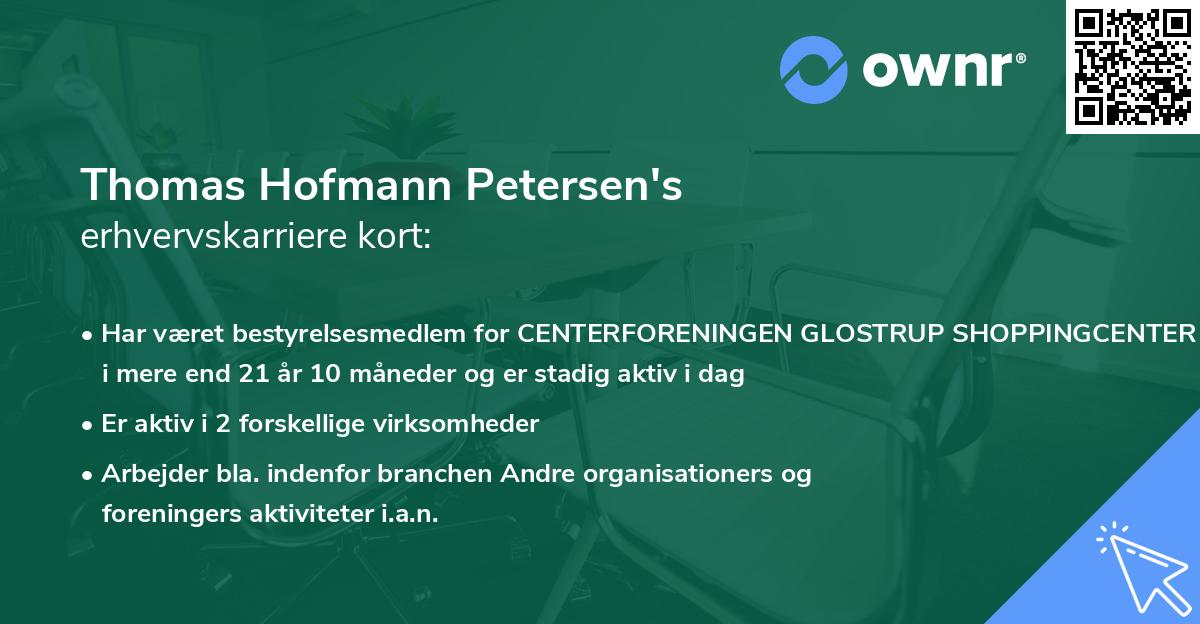 Thomas Hofmann Petersen's erhvervskarriere kort