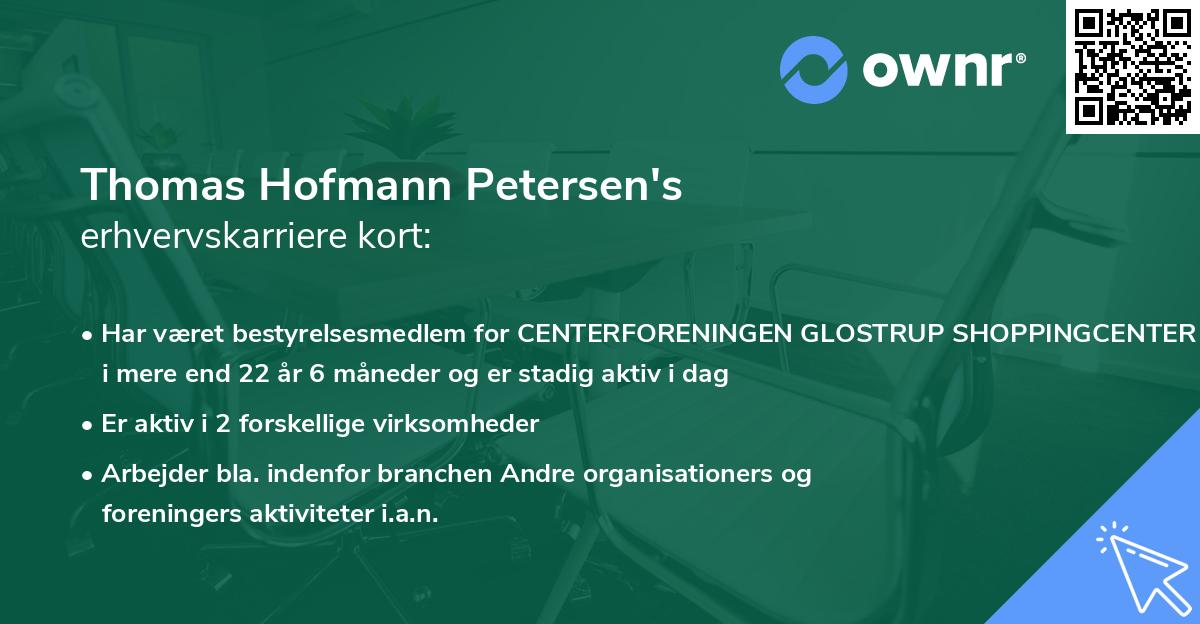 Thomas Hofmann Petersen's erhvervskarriere kort