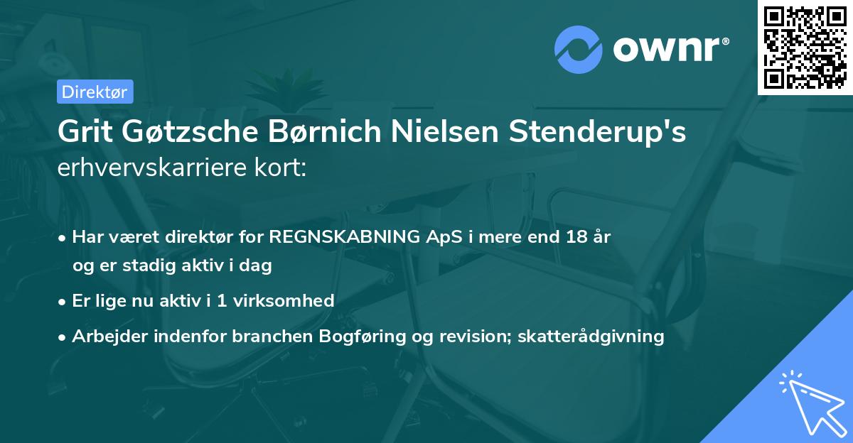 Grit Gøtzsche Børnich Nielsen Stenderup's erhvervskarriere kort
