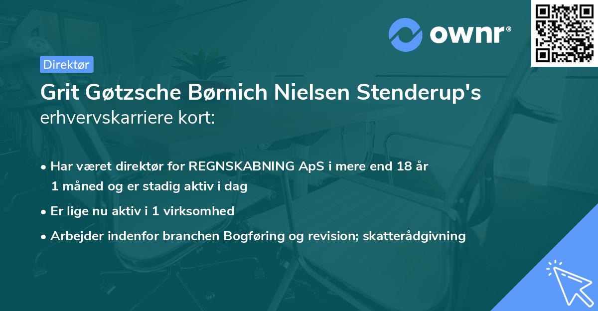 Grit Gøtzsche Børnich Nielsen Stenderup's erhvervskarriere kort