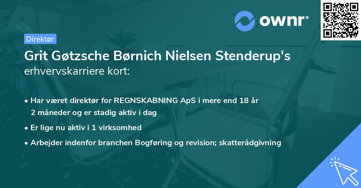 Grit Gøtzsche Børnich Nielsen Stenderup's erhvervskarriere kort