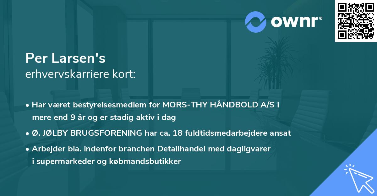Per Larsen's erhvervskarriere kort