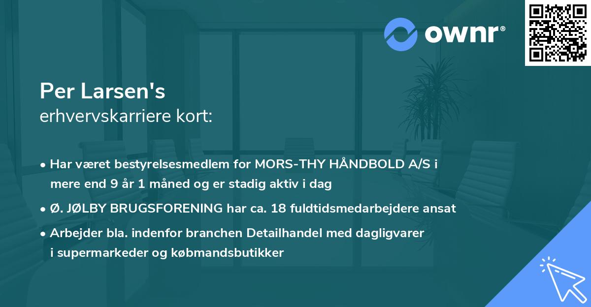 Per Larsen's erhvervskarriere kort