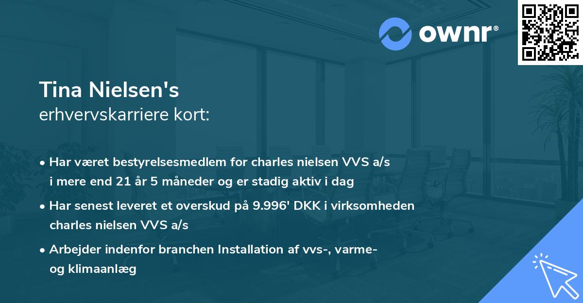 Tina Nielsen's erhvervskarriere kort