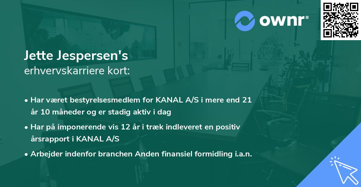 Jette Jespersen's erhvervskarriere kort