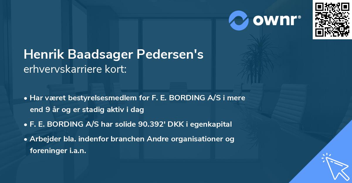 Henrik Baadsager Pedersen's erhvervskarriere kort