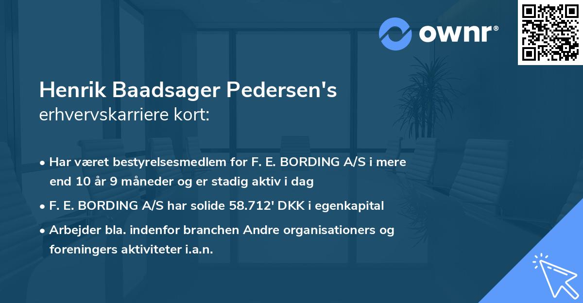 Henrik Baadsager Pedersen's erhvervskarriere kort