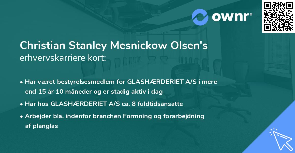 Christian Stanley Mesnickow Olsen's erhvervskarriere kort