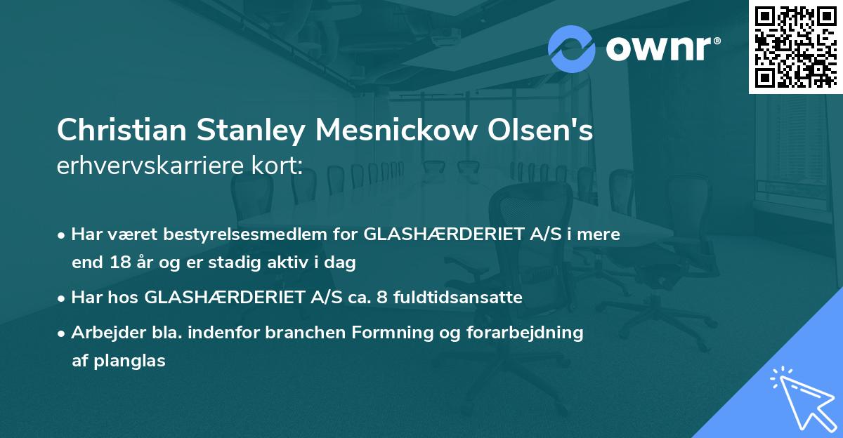 Christian Stanley Mesnickow Olsen's erhvervskarriere kort