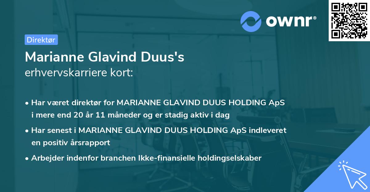 Marianne Glavind Duus's erhvervskarriere kort