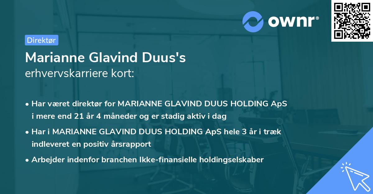 Marianne Glavind Duus's erhvervskarriere kort