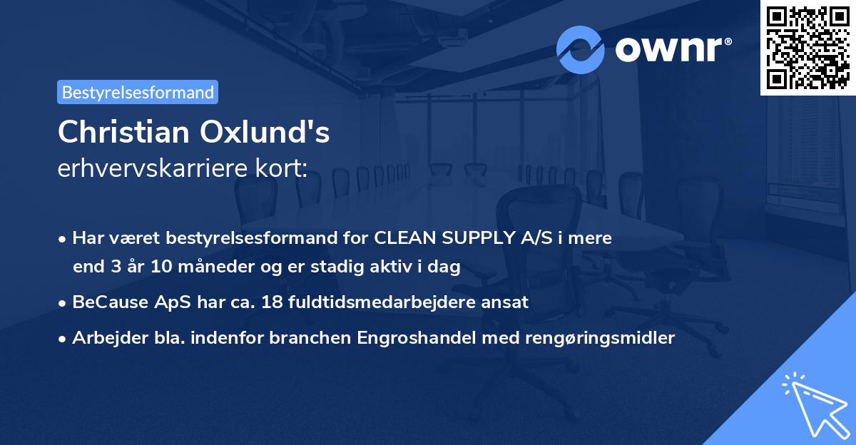 Christian Oxlund's erhvervskarriere kort