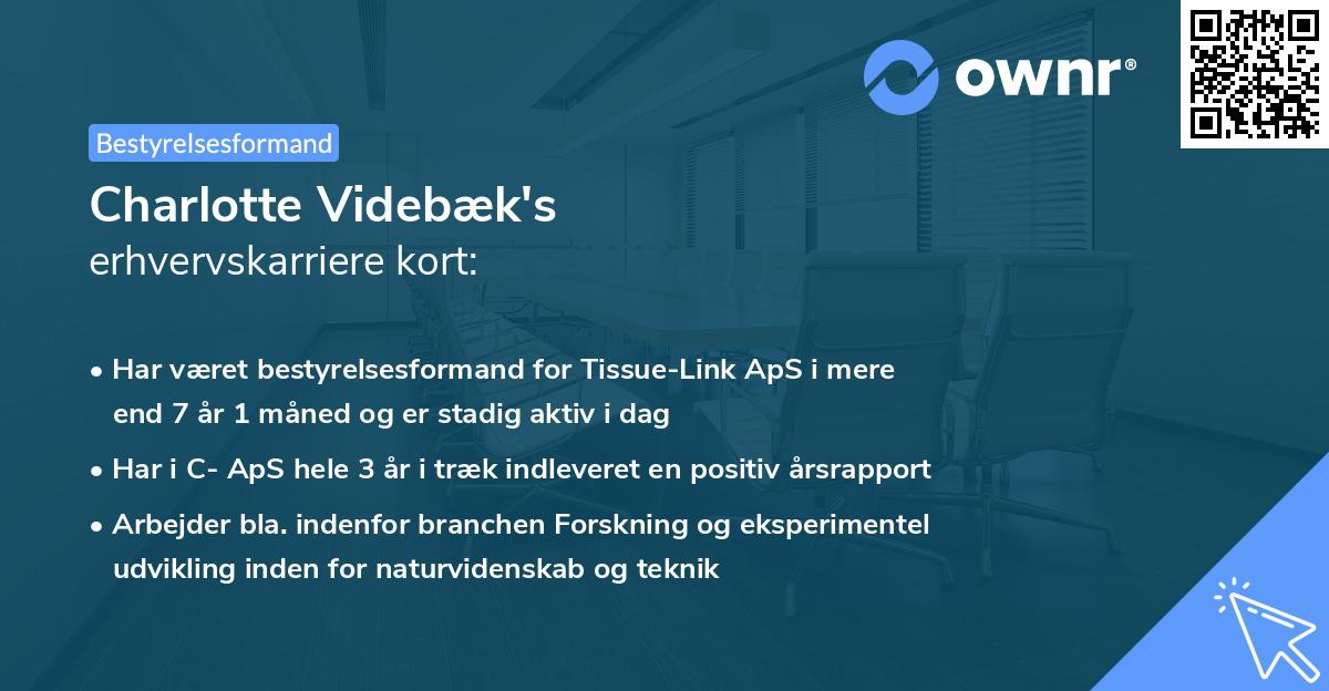 Charlotte Videbæk's erhvervskarriere kort