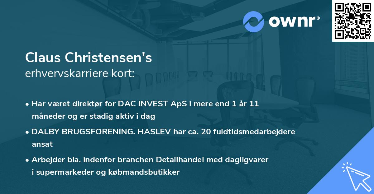 Claus Christensen's erhvervskarriere kort