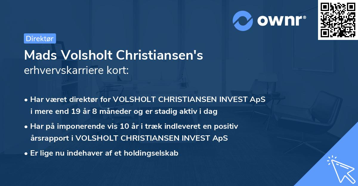 Mads Volsholt Christiansen's erhvervskarriere kort