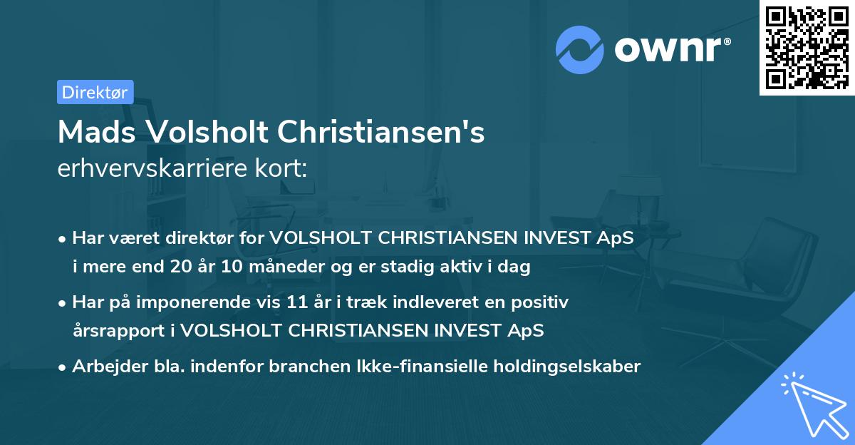Mads Volsholt Christiansen's erhvervskarriere kort