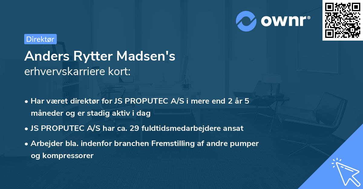 Anders Rytter Madsen's erhvervskarriere kort