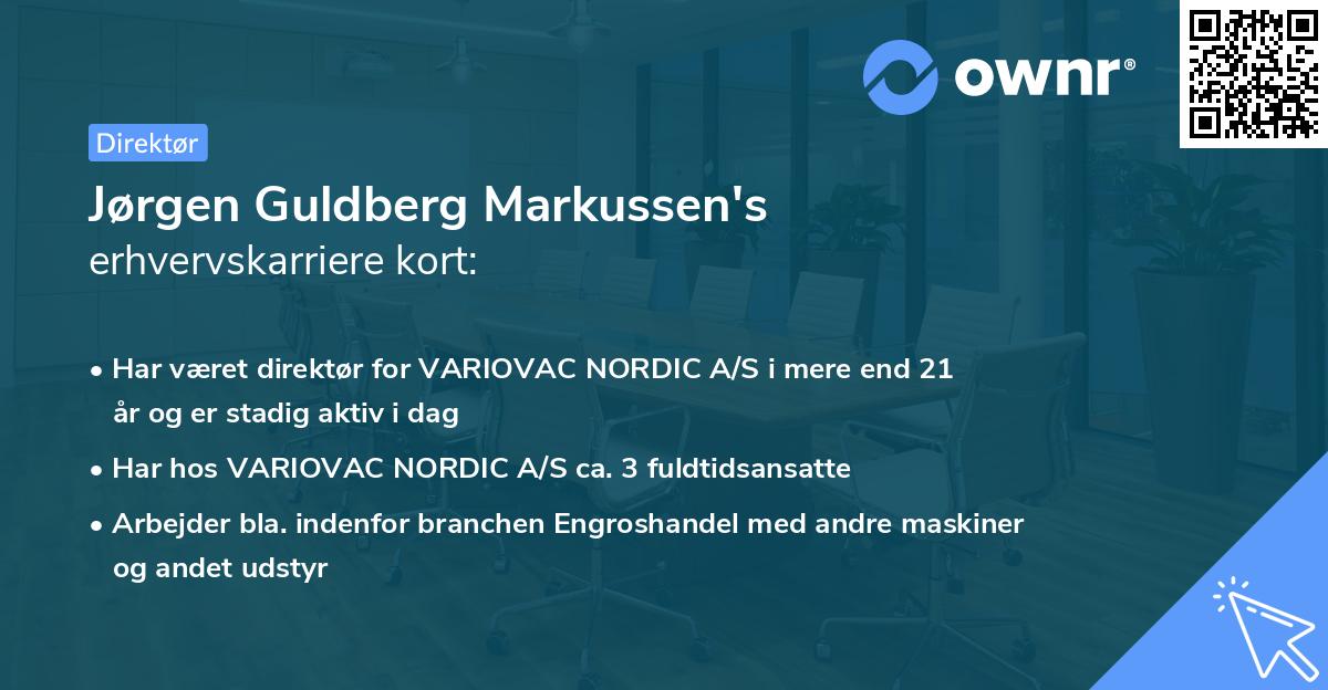 Jørgen Guldberg Markussen's erhvervskarriere kort