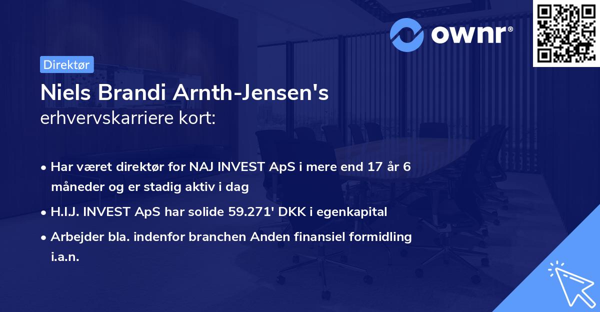 Niels Brandi Arnth-Jensen's erhvervskarriere kort