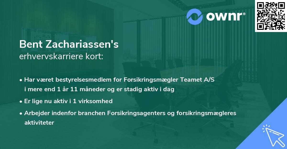 Bent Zachariassen's erhvervskarriere kort