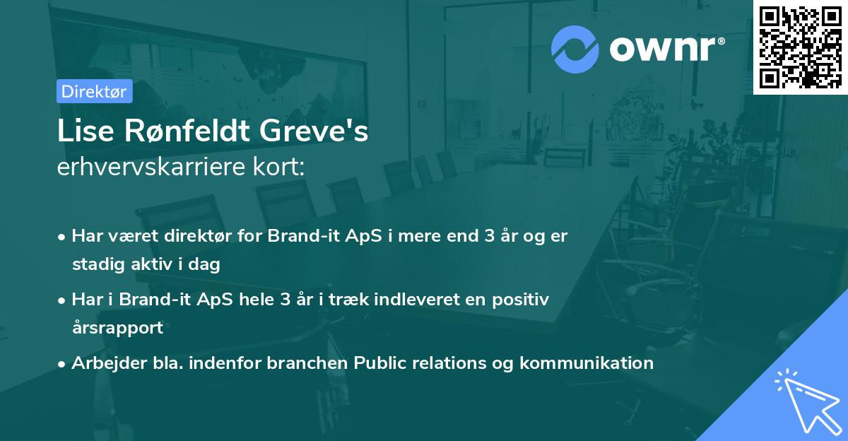 Lise Rønfeldt Greve's erhvervskarriere kort