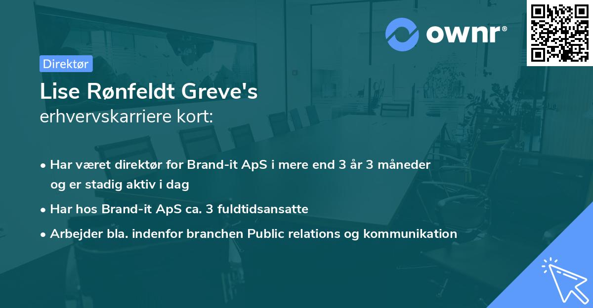 Lise Rønfeldt Greve's erhvervskarriere kort