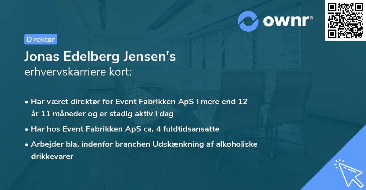 Jonas Edelberg Jensen's erhvervskarriere kort