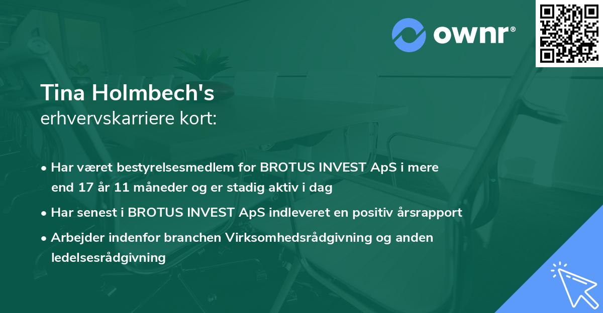 Tina Holmbech's erhvervskarriere kort