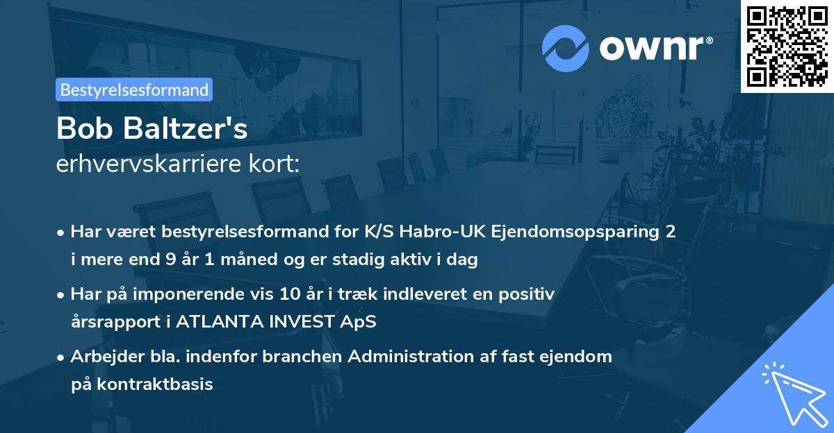 Bob Baltzer's erhvervskarriere kort