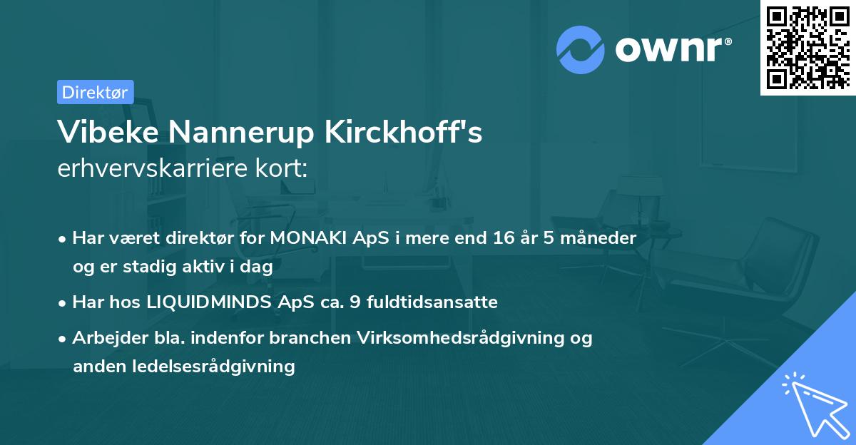 Vibeke Nannerup Kirckhoff's erhvervskarriere kort