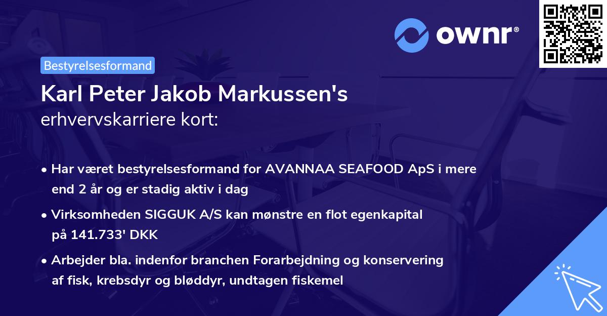 Karl Peter Jakob Markussen's erhvervskarriere kort