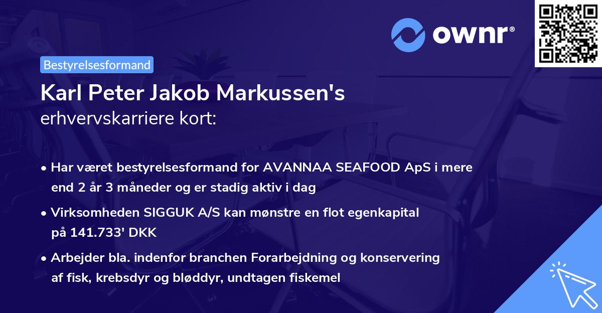 Karl Peter Jakob Markussen's erhvervskarriere kort