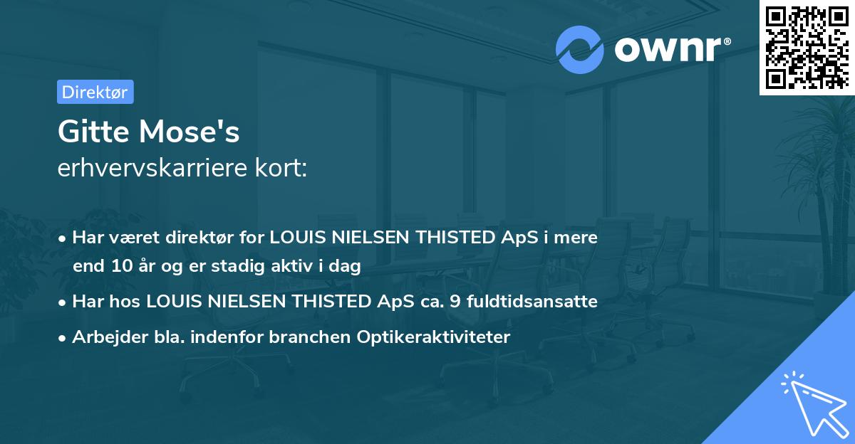 Gitte Mose's erhvervskarriere kort