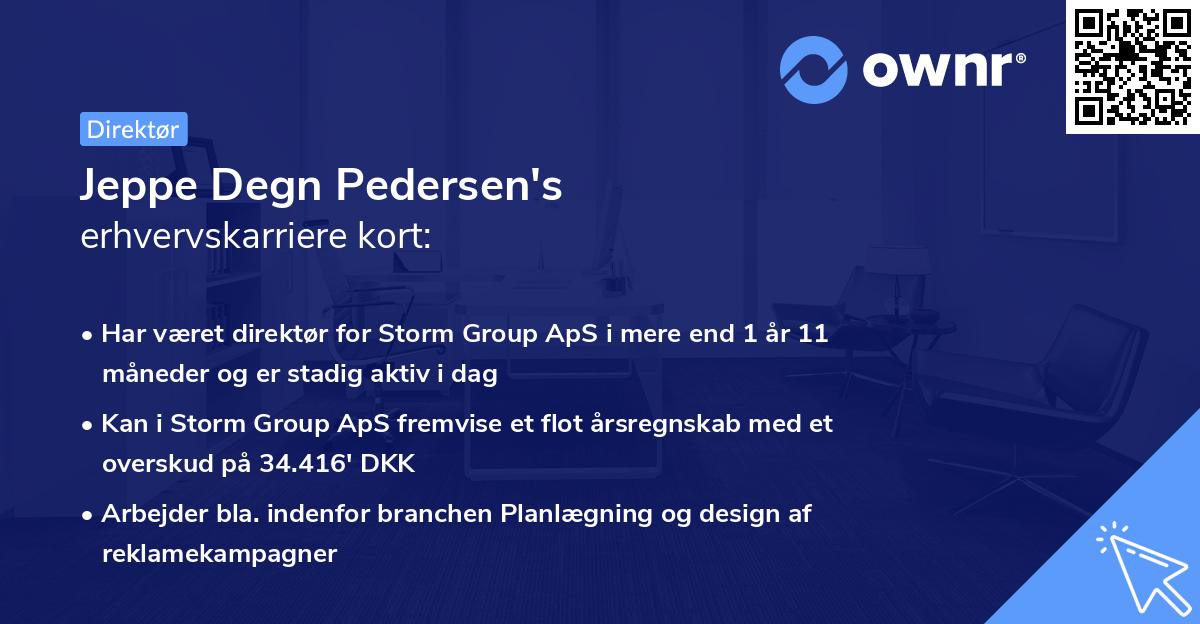 Jeppe Degn Pedersen's erhvervskarriere kort