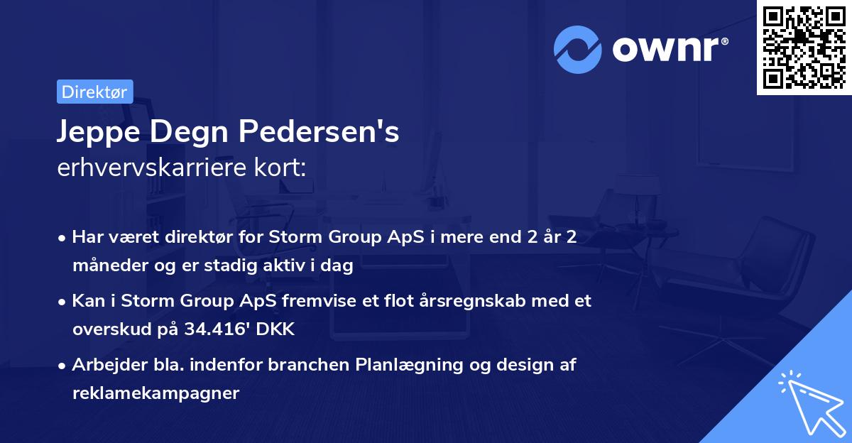 Jeppe Degn Pedersen's erhvervskarriere kort