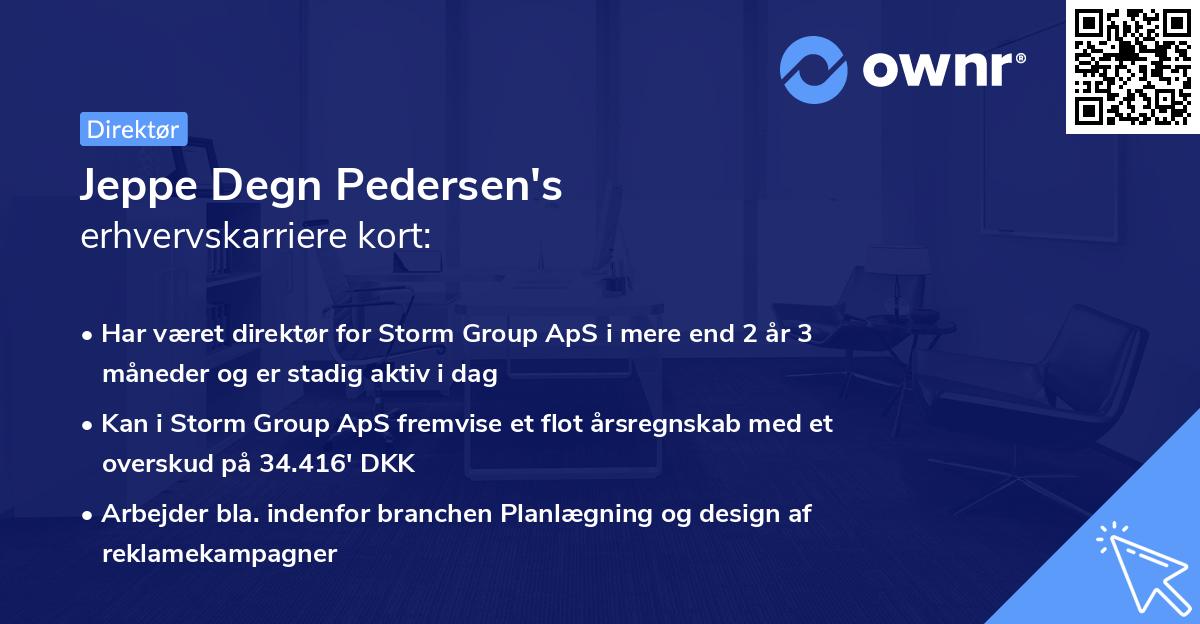 Jeppe Degn Pedersen's erhvervskarriere kort