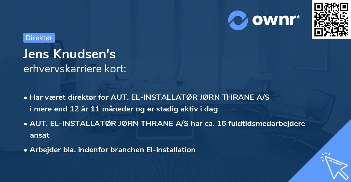 Jens Knudsen's erhvervskarriere kort