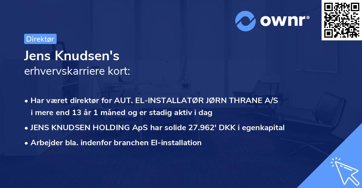 Jens Knudsen's erhvervskarriere kort